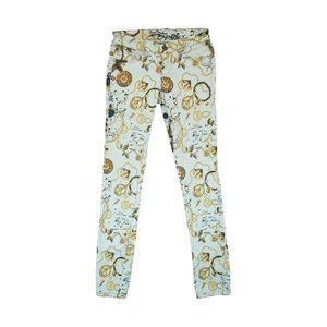 True‎ Freedom Girls Juniors Size 1 Gold Chains Peace Sign Design Leggy Jeans
